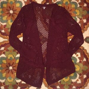 Burgundy knit cardigan